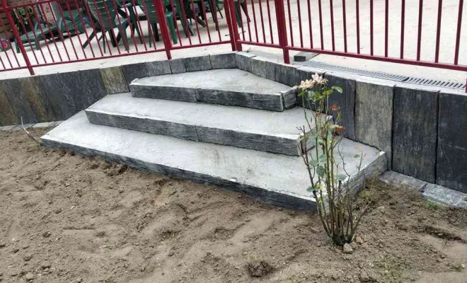 Création d'escalier extérieur en béton, Landrecies, Jacquinet Aménagements Extérieurs