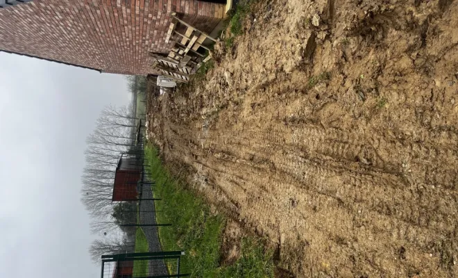 nivellement de terrain et création d'un terrasse sur le commune de Ghissignies, Landrecies, Jacquinet Aménagements Extérieurs